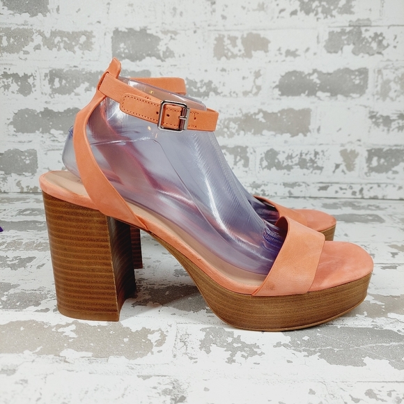 New Nordstrom Anita Leather Peach Platform Ankle Buckle Sandals X37 - Picture 7 of 14